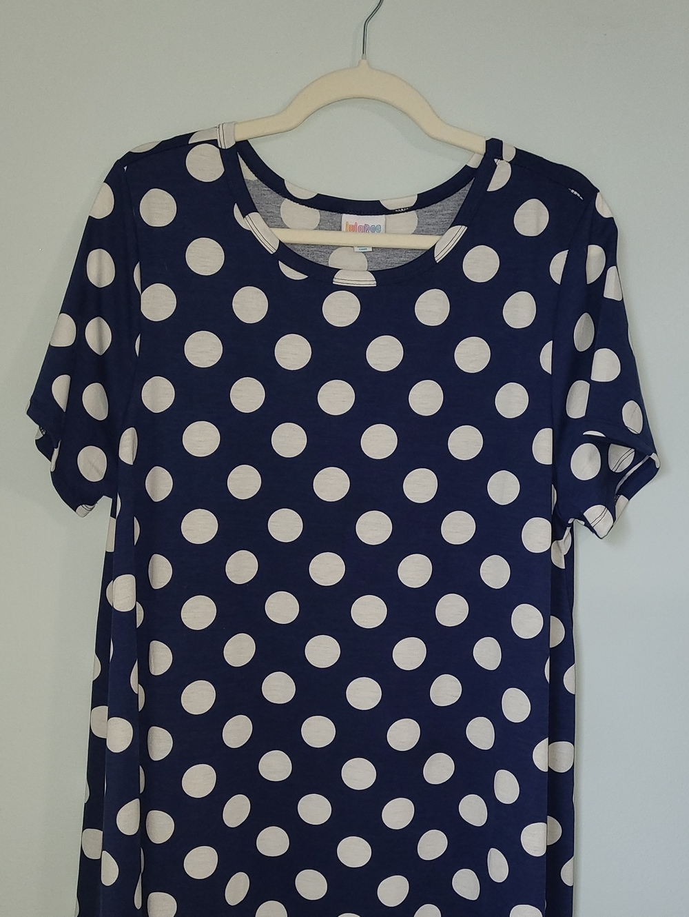 LuLaRoe Navy and White Polka Dot Short Sleeve Dres. XXL